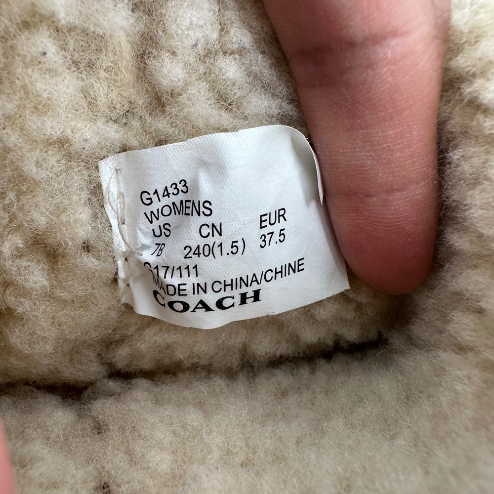 Coach G1433 Womens Tan Suede Moto Shearling Fur Lined Moccasin Boots Size 7B - Picture 2 of 12